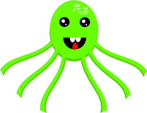 Vectorillustratie van groene lachende octopus