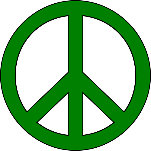 Grafis vektor simbol perdamaian hijau dengan perbatasan hitam