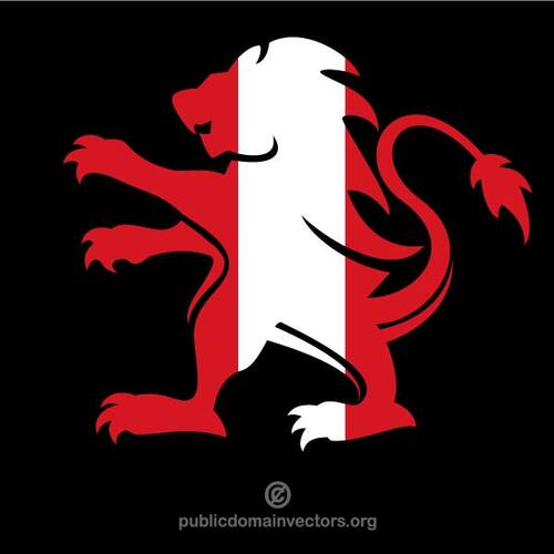Lion héraldique avec drapeau du Pérou