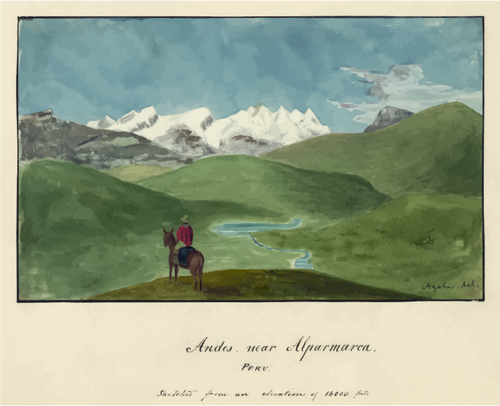 Peruanske Andesfjellene med ensom rider