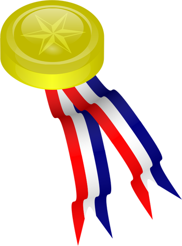صورة متجهة من الميدالية الذهبية مع الشريط الأحمر والأزرق والأبيض