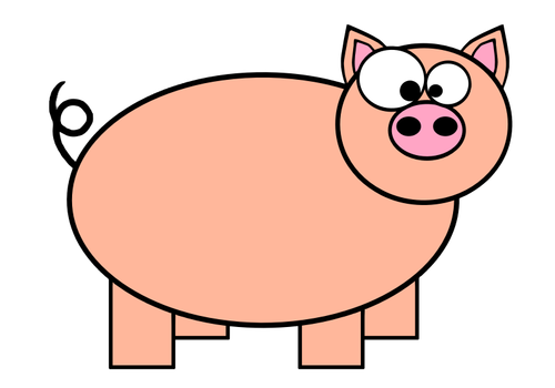 Oranje varken met grote ogen vector tekening