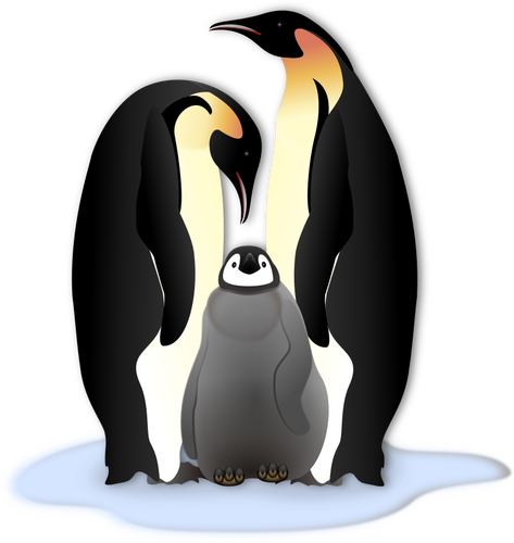 Famille pingouin en illustration couleur