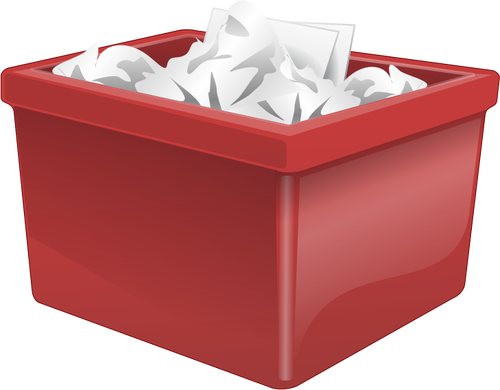 Rote Kunststoff-Box, gefüllt mit Papier-Vektor-ClipArt