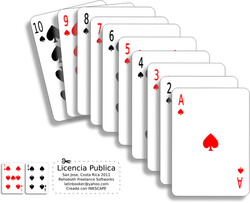 Ilustraţia vectorială de cărţi de poker într-o linie