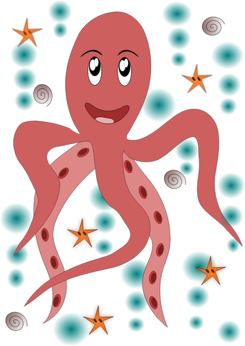Vektorové kreslení růžová chobotnice