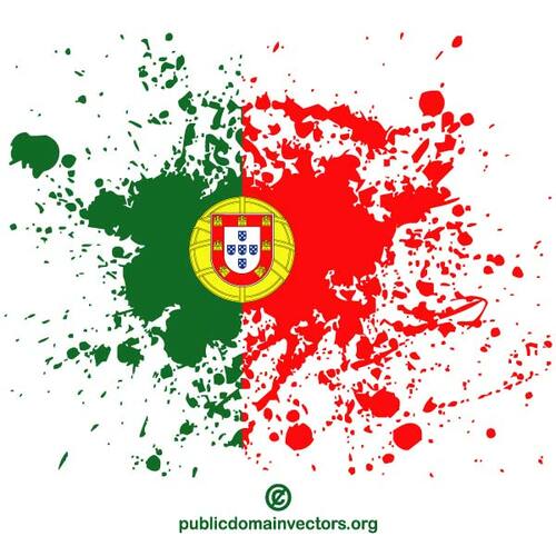 Portugalská vlajka uvnitř kapek inkoustu