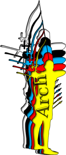 Gambar siluet manusia pemanah dalam beberapa warna