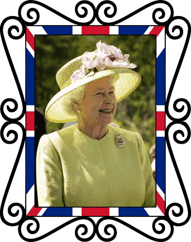 המלכה אליזבת השנייה מחווה לעמוד בתמונה וקטורית