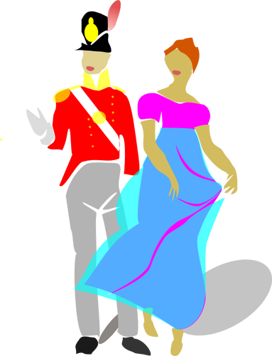 ベクトル画像の男性と女性の踊り