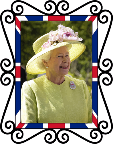 Bilde av britiske dronning fargebilde i frittstående ramme