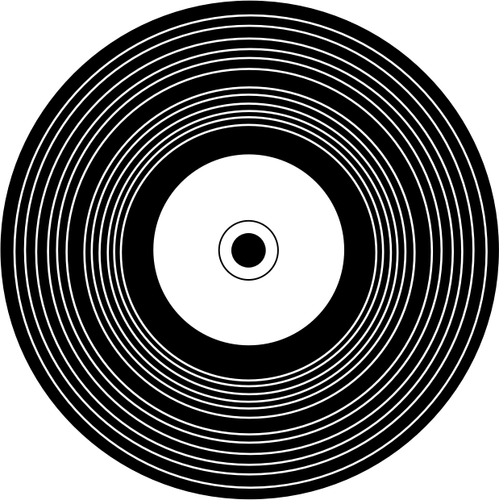 Vector de dibujo de disco de vinilo en blanco y negro