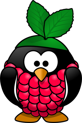 Raspberry penguin vektor ilustrasi