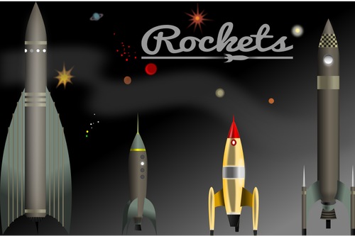 Vektorgrafiken Auswahl von Vintage-Raketen