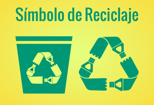 Bilden av grön och gul återvinning tecken