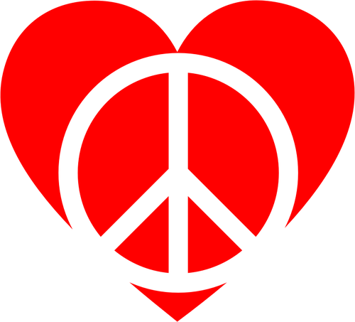 Peace-tecken och hjärta