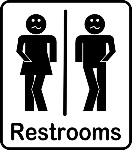 Vektor Klipart komické černé mužské a ženské obdélníkové WC příznaků