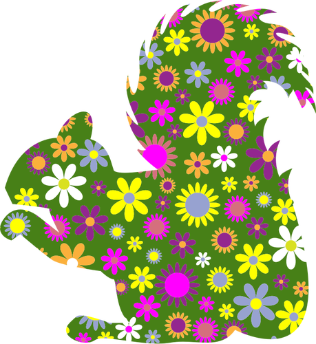 Silhouette écureuil floral