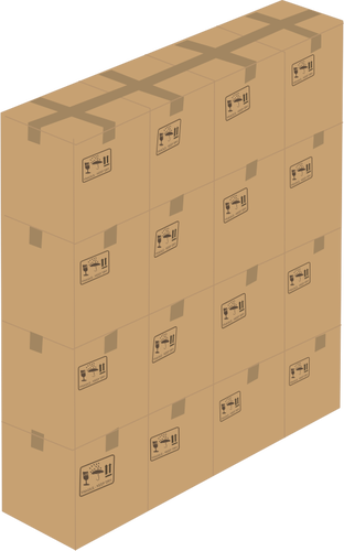 Illustrazione vettoriale di 16 scatole chiuse accatastati 4x4