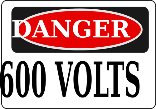 Nebezpečí 600 voltů znamení vektorový obrázek