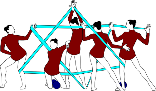 Clip art of rhythmic gymnastics performers with ribbon