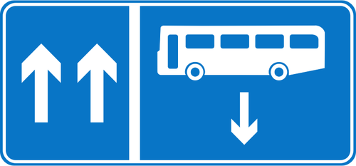 Bus in tegenovergestelde rijstrook informatie verkeer teken vector afbeelding