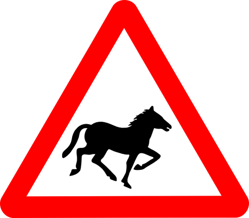Лошадь на дороге вектор предупреждающий знак