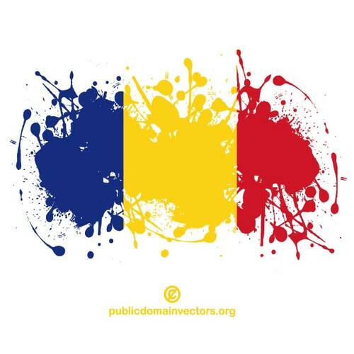 Bandera rumana en forma de salpicaduras de tinta