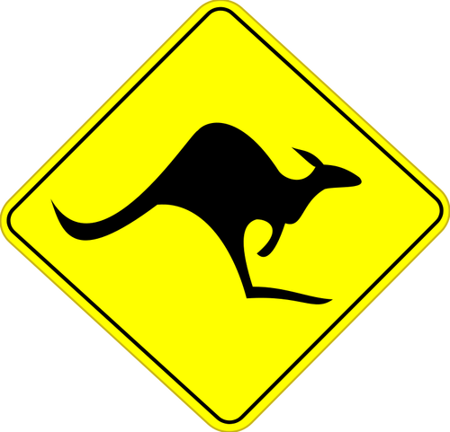 Vektör grafikleri kanguru yol dikkat üzerinde kayıt