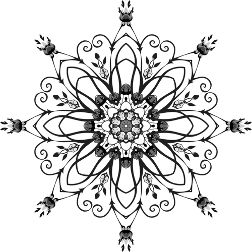 Design noir et blanc fleuri