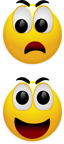 Vector clip art of friendly and panicked smilies