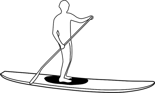 Opstaan paddleboard silhouet silhouet vector afbeelding