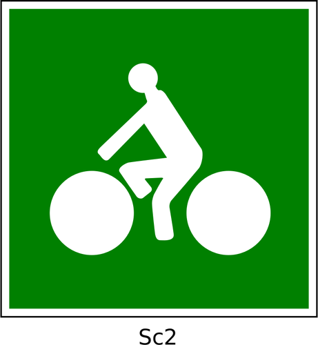 Vektorgrafikk utklipp av sykkel banen firkantet grønne skilt