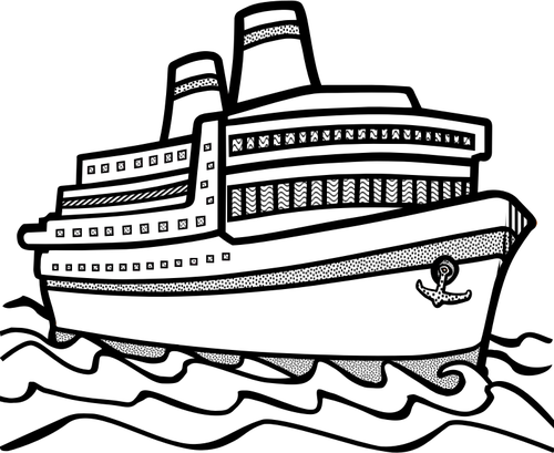 Line art vektör çizim büyük yolcu gemisi