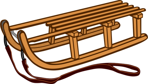 Wooden sled line art vector drawing