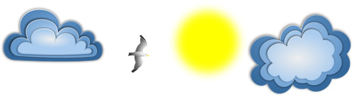 海鸥太阳和云矢量图像