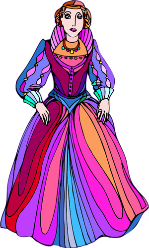 Prinsessa värikkäässä mekossa
