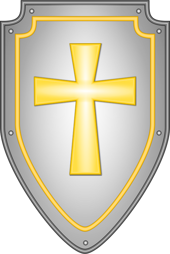 Блестящие религиозные крест щит векторное изображение