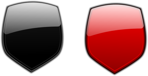 Desenho de vetores de escudos de preto e vermelhos