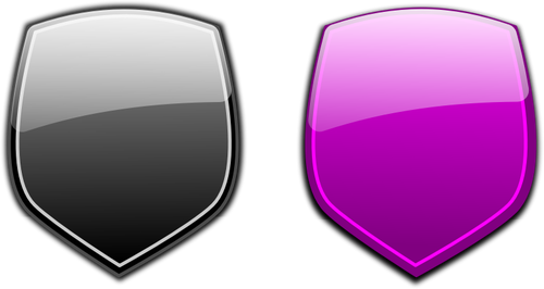 Gráficos vetoriais de escudos de preto e roxos