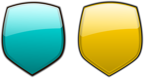 Perisai biru dan kuning vektor gambar