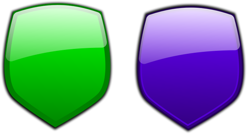 Groene en blauwe glimmende schilden vector afbeelding