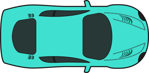 Dessin vectoriel de voiture course turquoise