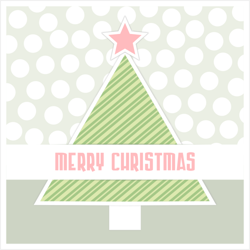 الأحمر والأخضر شجرة عيد الميلاد تحية بطاقة ناقل قصاصة الفن