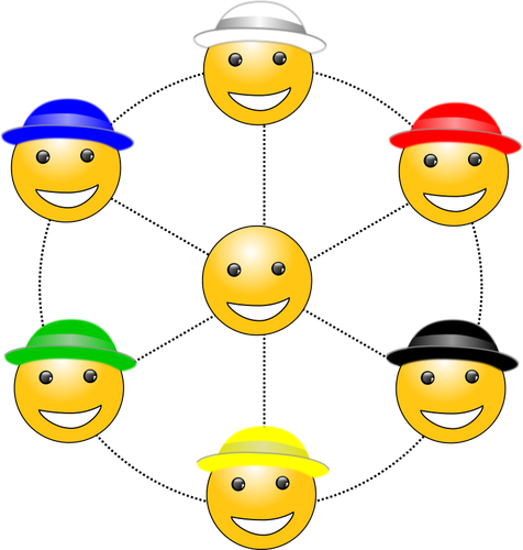 Şase pălării gândire vector imagine