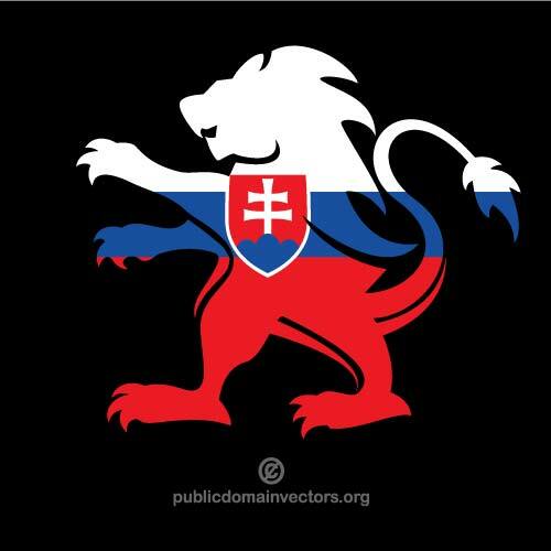 Drapelul Slovaciei în interiorul formei leu