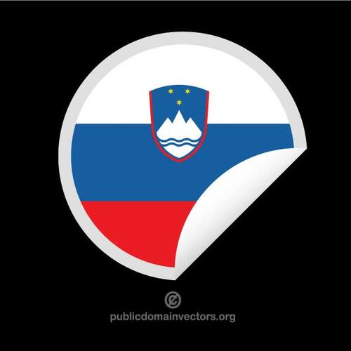 ملصق مستدير مع علم سلوفينيا