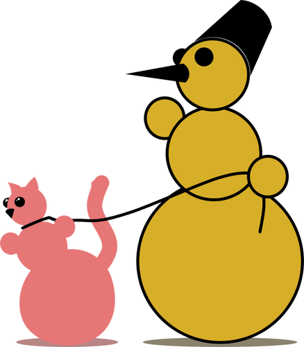 Snowman with a cat