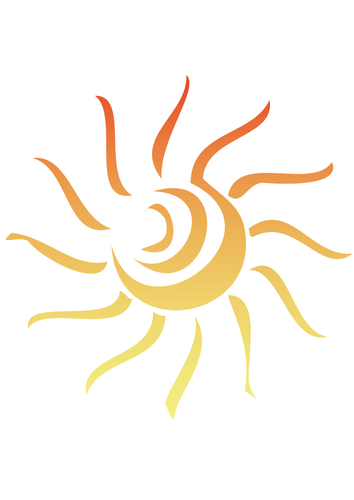 Векторная иллюстрация закрученного дневного солнца