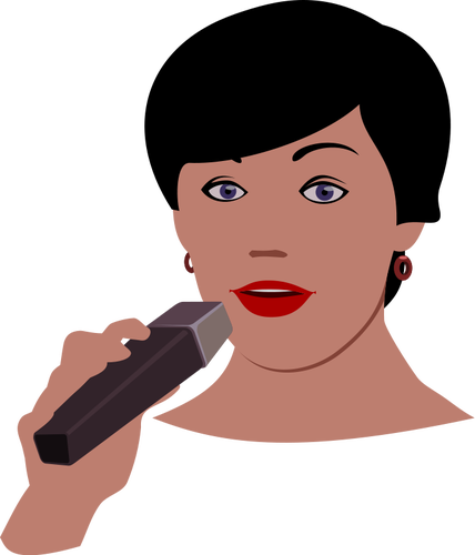 Ilustración vectorial de mujer con micrófono